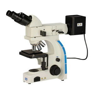 Microscopio metallurgico binoculare dritto con luce riflettente e trasmessa